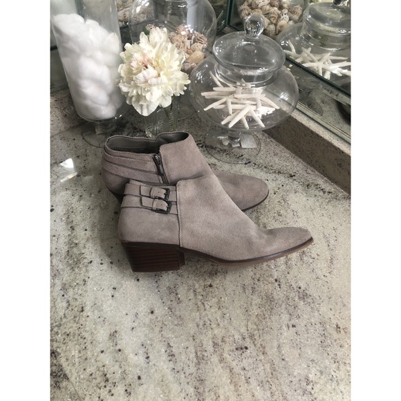 Sam Edelman Shoes - SAM EDELMAN "PETAL" Grey Suede Ankle Boots w/Buckle Sz 10 Booties
